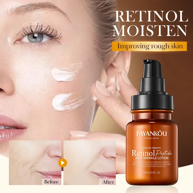 OEM FAYANKOU Private Label Organic Retinol Peptide Whitening Anti-Wrinkle Lotion Reduces Fine Lines Skin Care Facial Lotion
