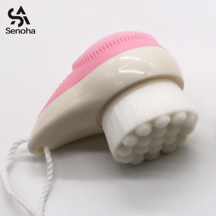 
Wholesale face cleaning hair fiber silicone dual-use face brush 