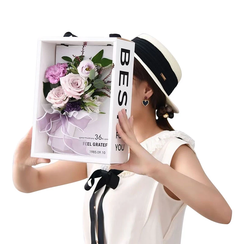 Custom Transparent Floral Bouquet Gift Packaging Box Clear PVC Handle Valentine Flower Arrangement Roses Boxes