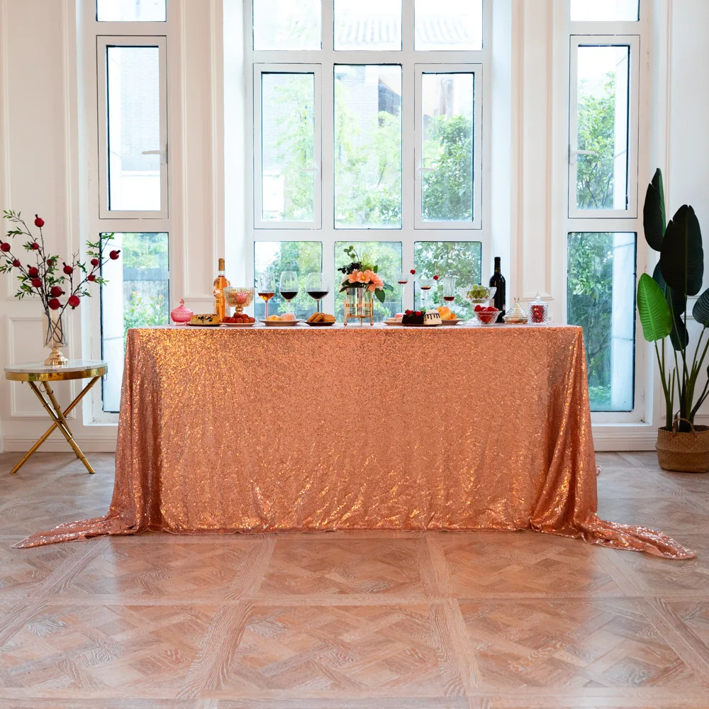 Lufu decoration rose golden Rectangle sequins Table Cloth Rectangular sequins Coffee Table Tablecloth