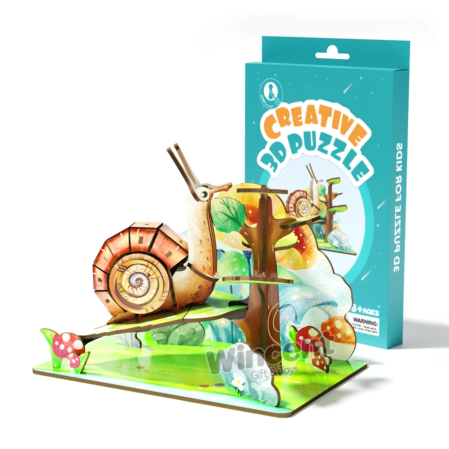 Wincent Wooden Craft Animal Assemble Toys C051 Snail Model Desktop Decoration DIY 3D Puzzles