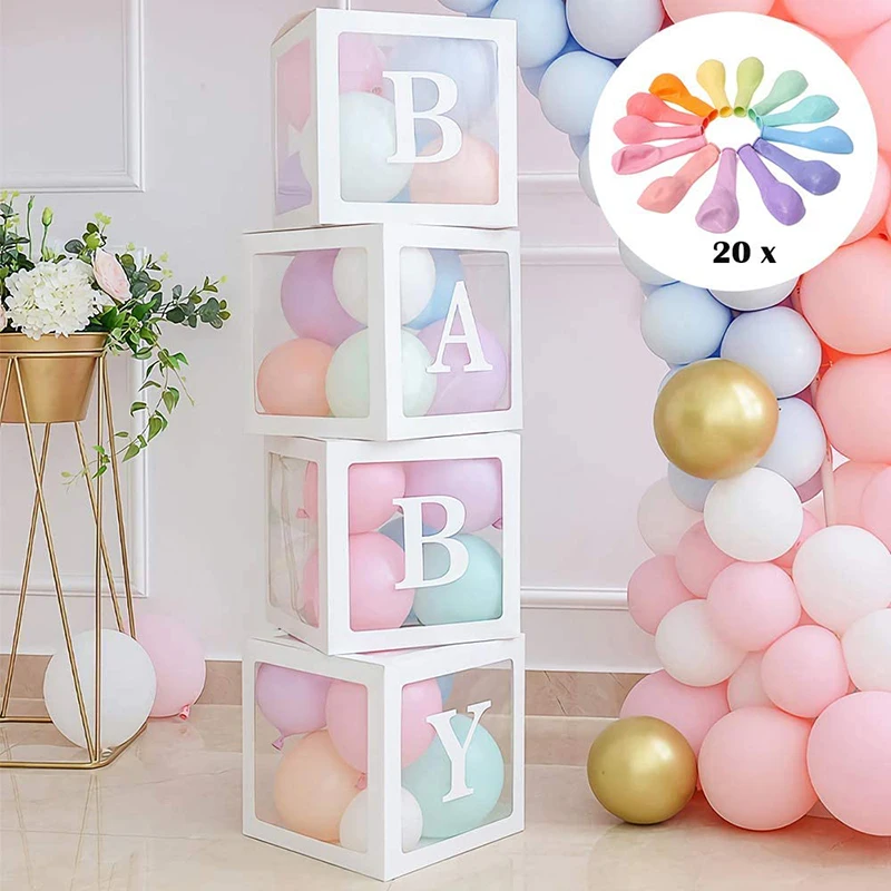 Прозрачный Baby Shower коробки объявление о поле для вечеринок воздушные шары коробка ребенка детские