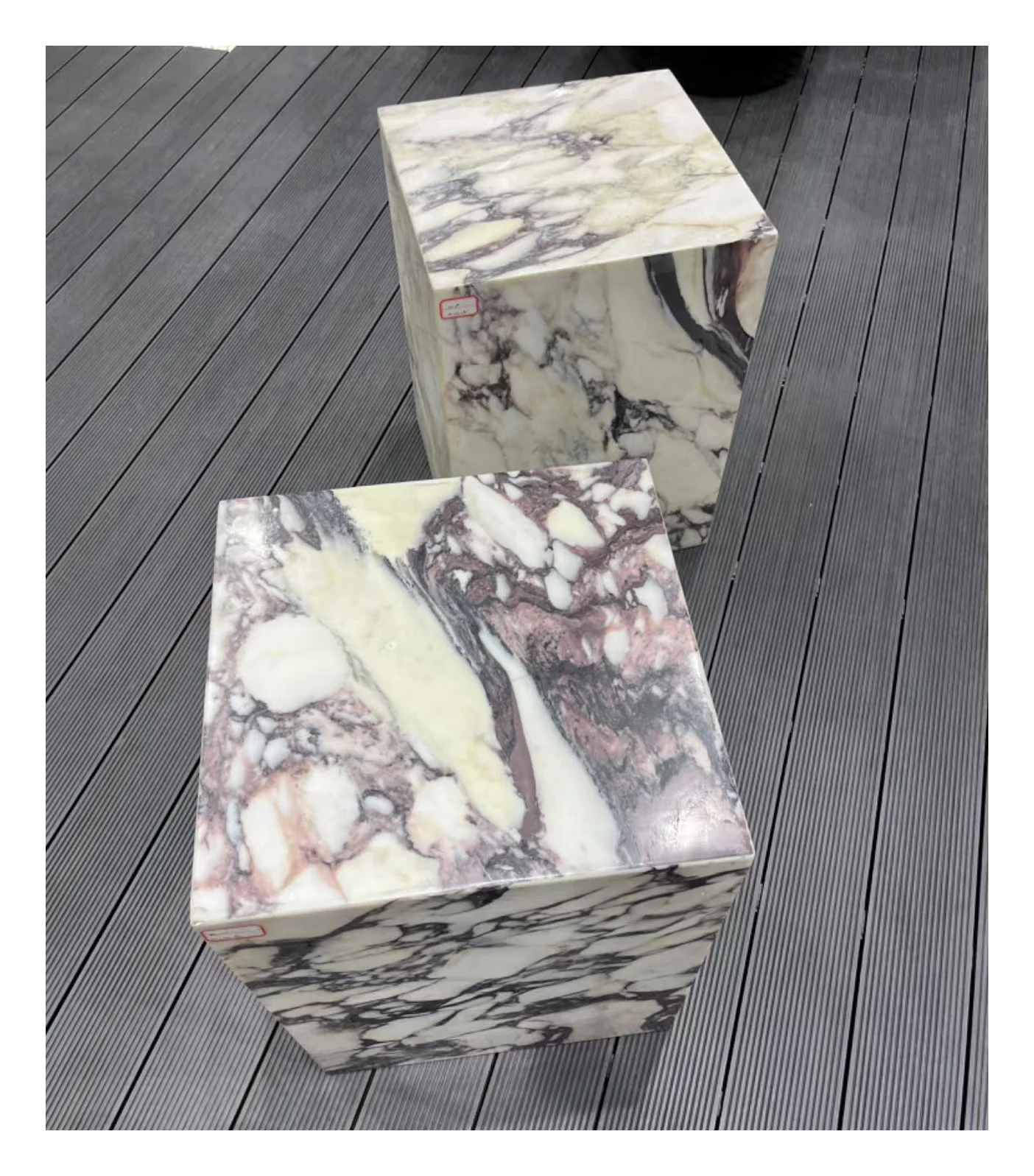 Customized Rectangle Marble Plinth calacatta violet marble side table Pedestal Display Stand sofa table