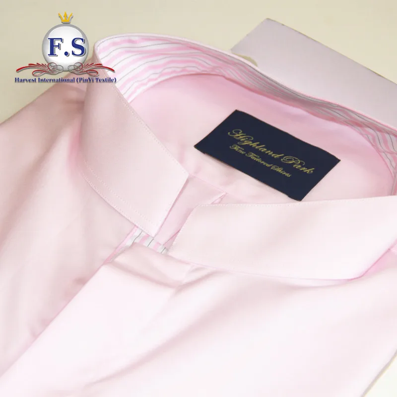 2019 high end bespoke shirt pink mandarin collar dress shirt