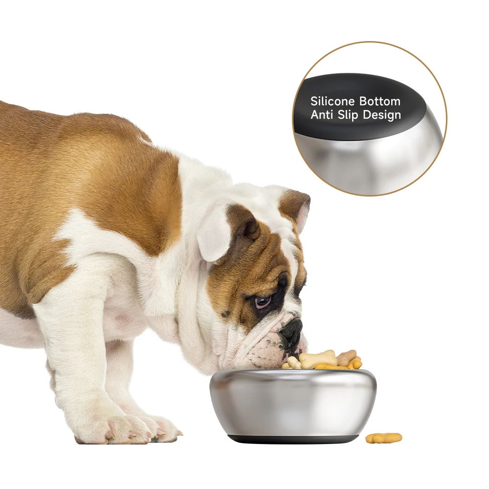 High-Sided Custom Logo Metal Pet Feeder Durable Heavy Duty Non Spill Stainless Steel Dog Water Bowl