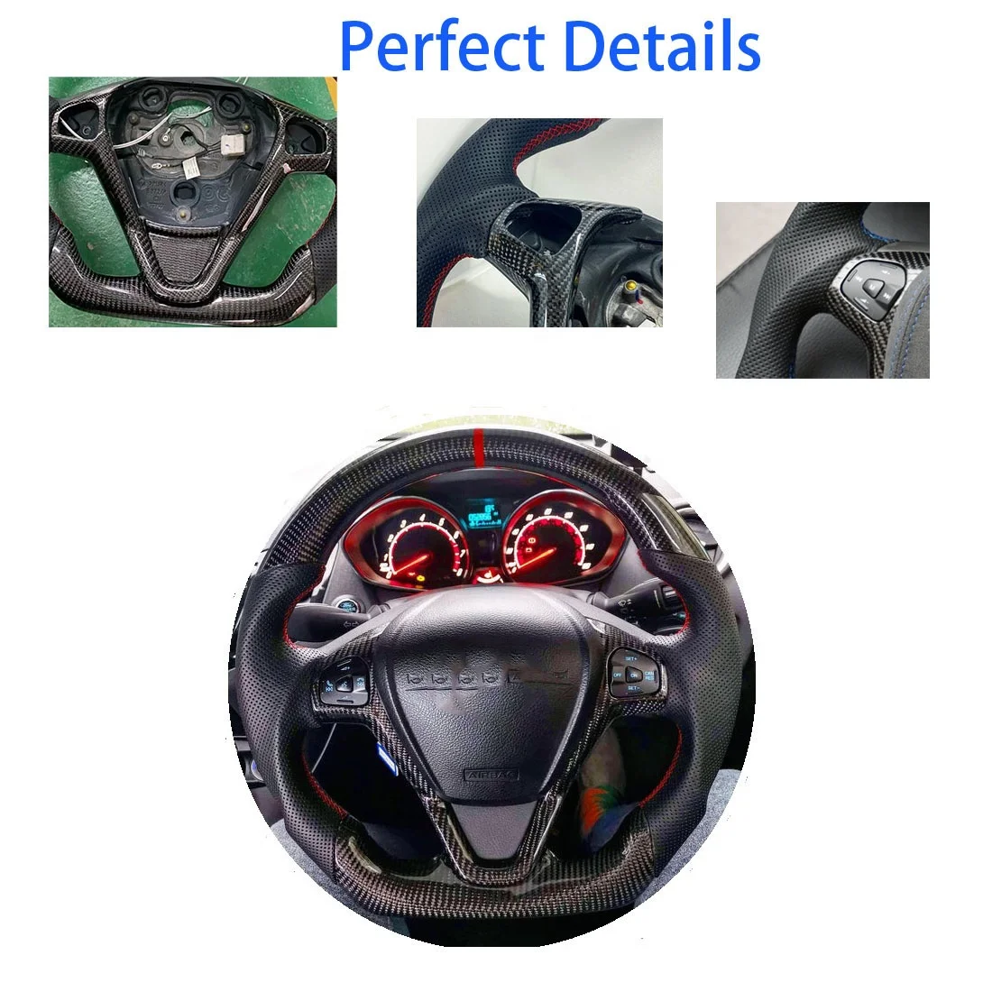 Custom Led Carbon Fiber Steering Wheel for 2016 ford fiesta ST MK7 MK7.5 with LED shift lights Steering Wheel 2009-2017