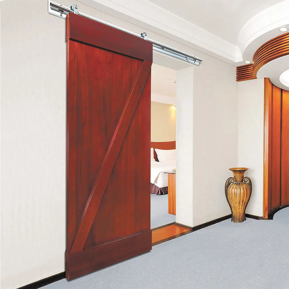 High End House Wooden Barn Door with Hardware Hotel Sliding Barn Door Waterproof Wood Barn Pocket Door for Bathroom Room