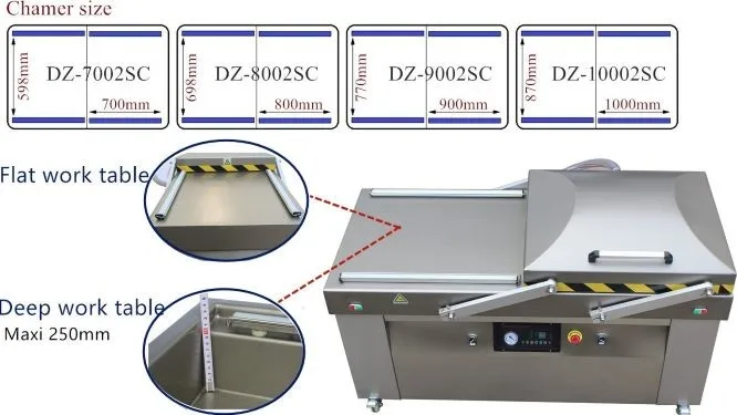 automatic double chamber food vaccum sealer vacuum packing machine fruit meat fish industrial export to Hongkong