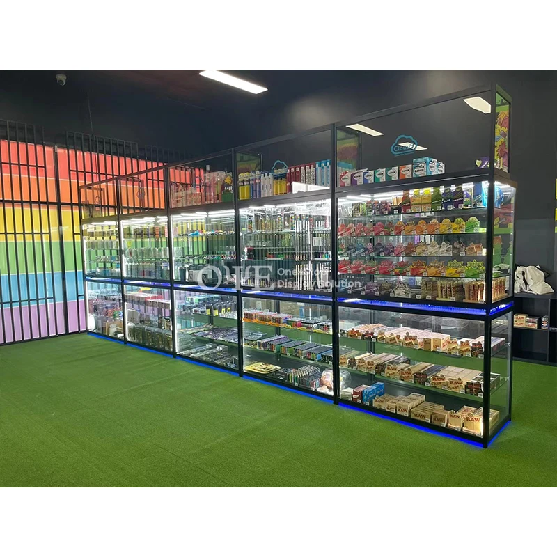 Алюминиевая рамка полного видения стеклянный витрина оптовая цена для дымовой лавки