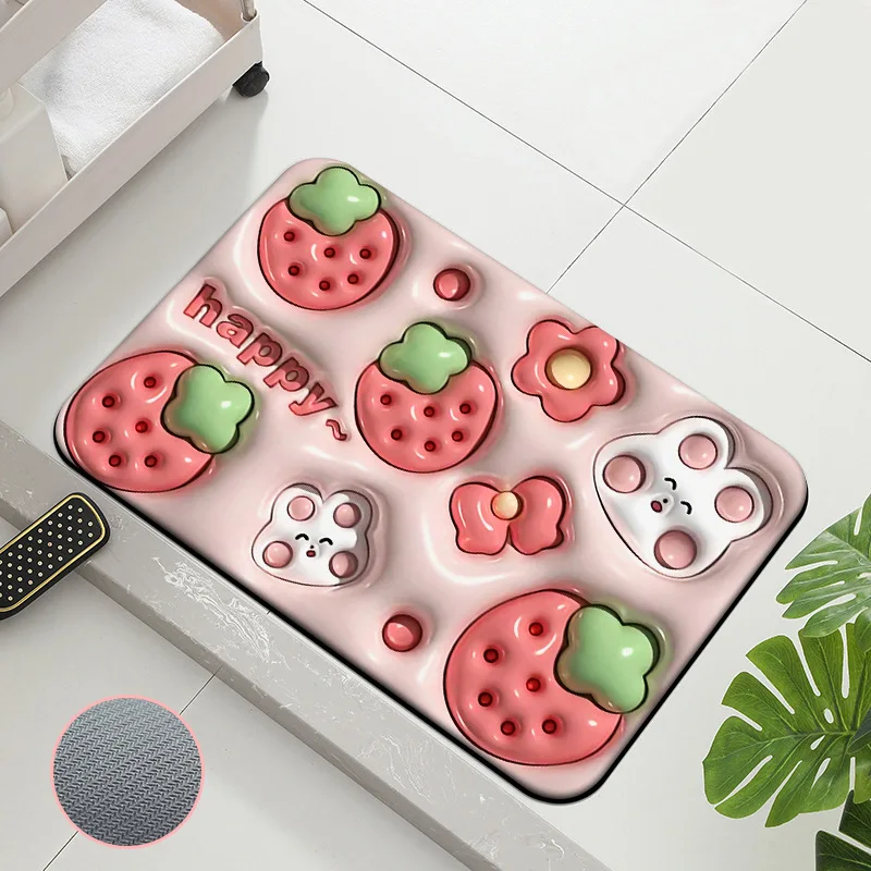 Cheapest Price 3D Print India Market Super Absorbent  Washable Floor Mat Anti Slip Diatom Mud Quick Dry Mat Bath Mat