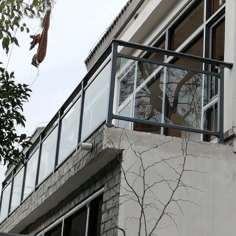 Glass guardrail villa balcony terrace outdoor railing handrail staircase welded all aluminum glass fence