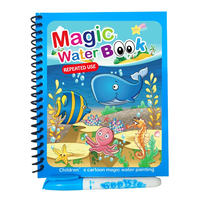 Drawing Montessori Toys Magical Water Book Reusable Doodle Magic Pen Magic Water Book Set Painting Drawing Board Toys