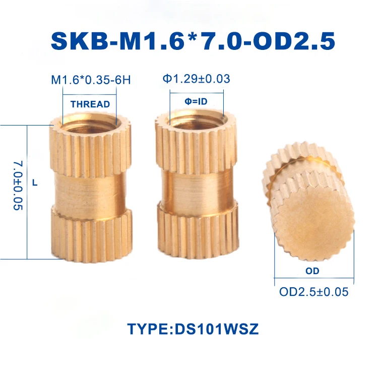 MICADY manufacturer M1.6 M2 round threaded brass insert nuts CNC machining blind hole knurled nut
