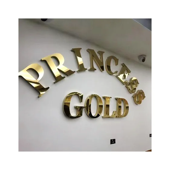 company logo design metal sign letters business name sign store front sign Gold Mirror Stainless Steel 3d Metal Letter
