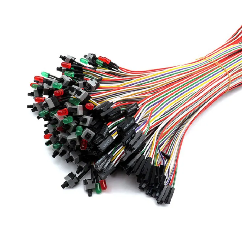 
Set of 4 Computer Motherboard Power Cable 2 Switch On /Off/Reset with LED Light Computer chassis switch line 