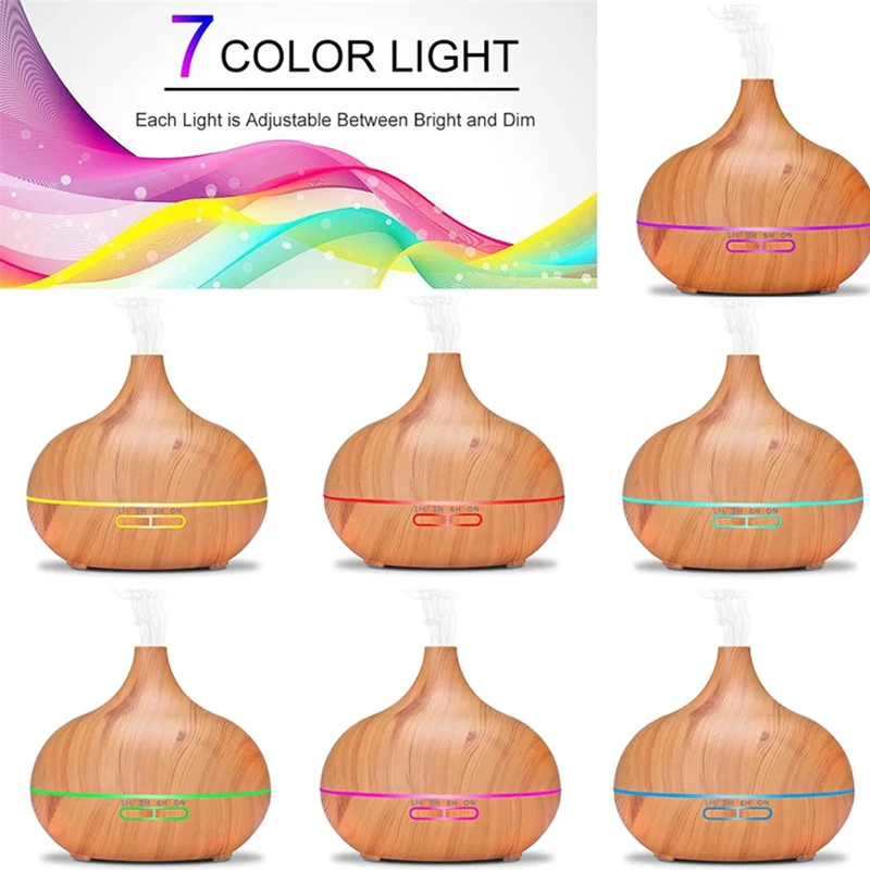 Hot 550ml Wood Grain oil diffusor Aroma Essential Oil Diffuser Wooden Ultrasonic fragrance Air Humidifier with remote control