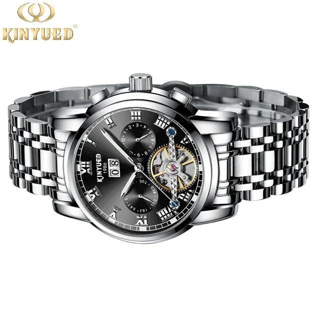 Factory Direct Wholesale Price Waterproof Automatic Skeleton  Watches Stainless Steel Strap Mechanical Men watch