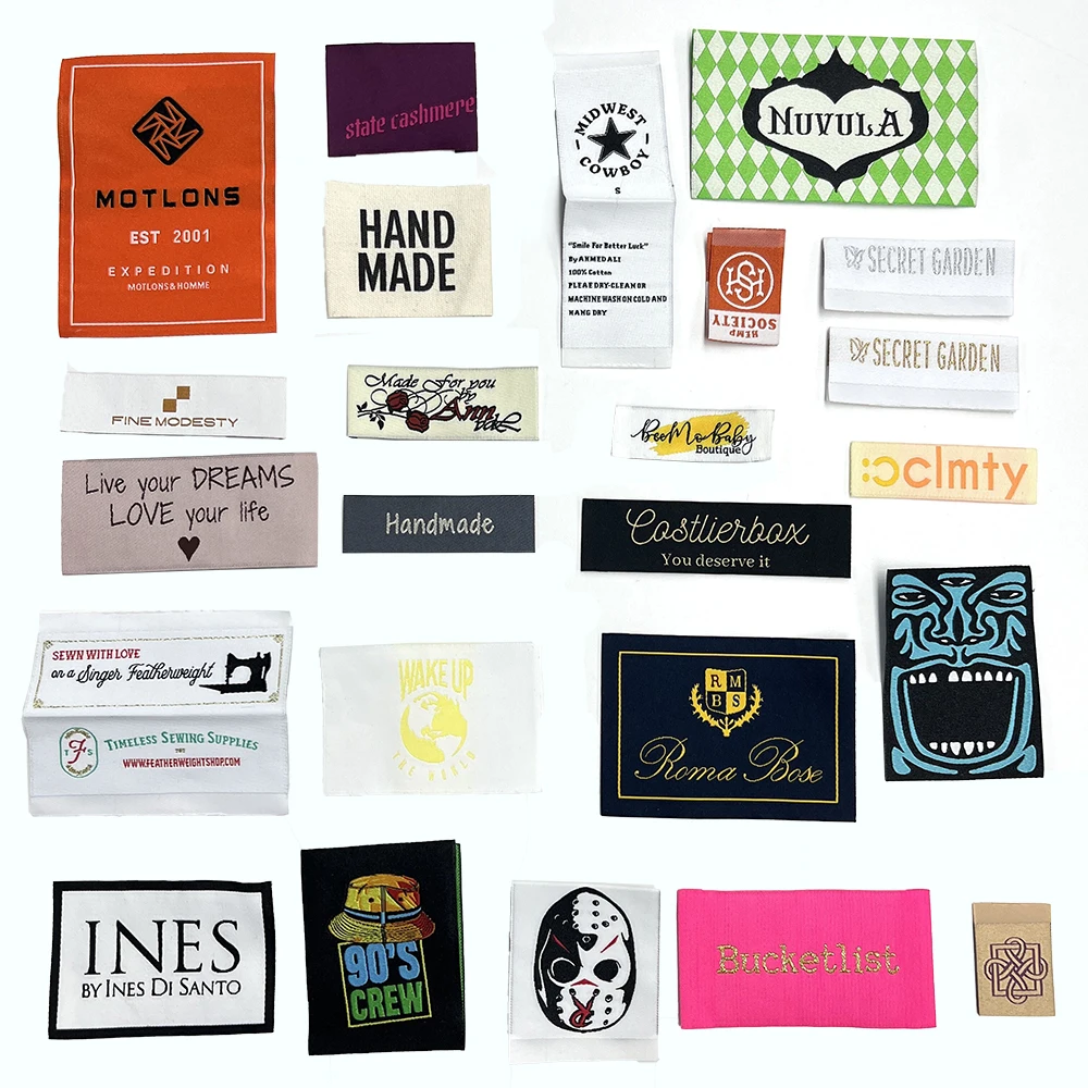 Free Design Luxury Fashion Clothing Neck High Quality End Fold Brand Logo Custom Garment Textile Size Woven Labels for Clothing