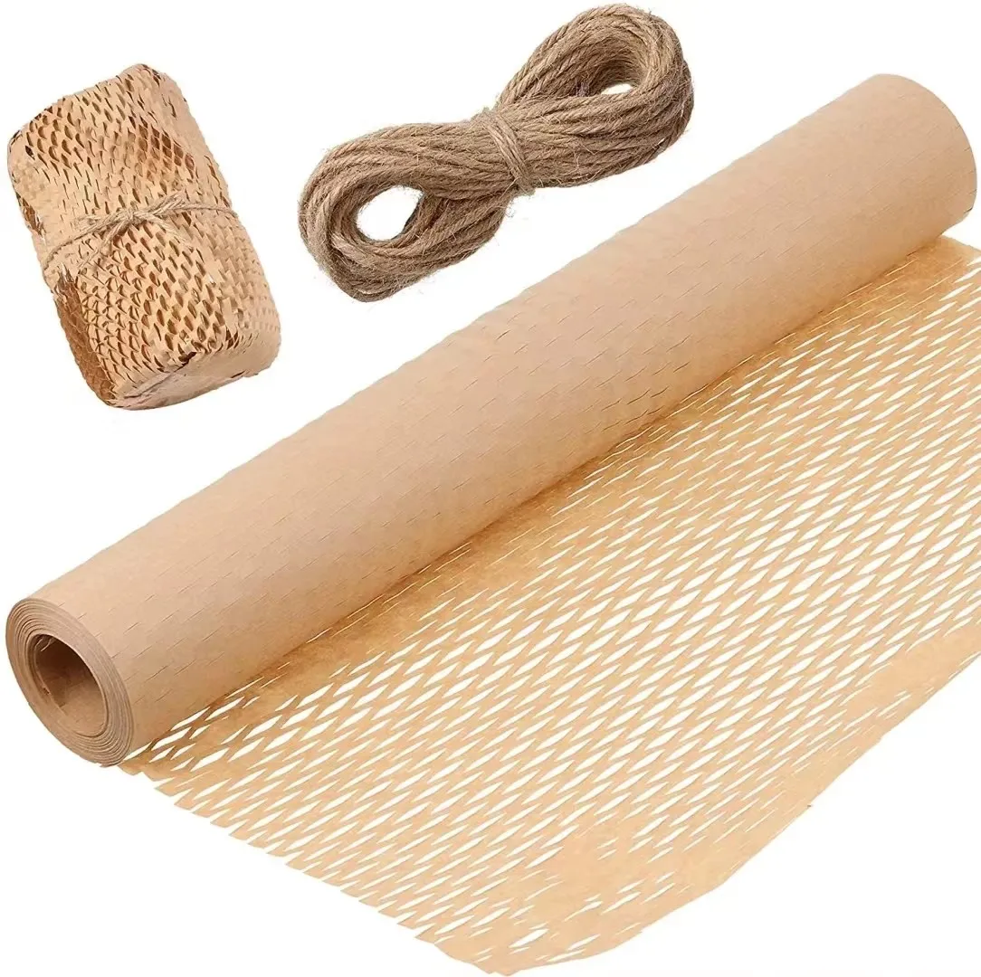 Recyclable Custom Size Honeycomb Packaging Paper Brown Honeycomb Cushion Paper Roll Honeycomb Kraft color Paper