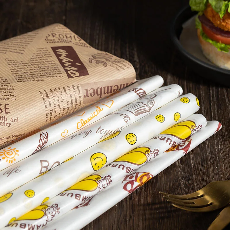 Food Safe Wrapping Paper wholesale sandwich grease-proof paper baking bread custom hamburger paper