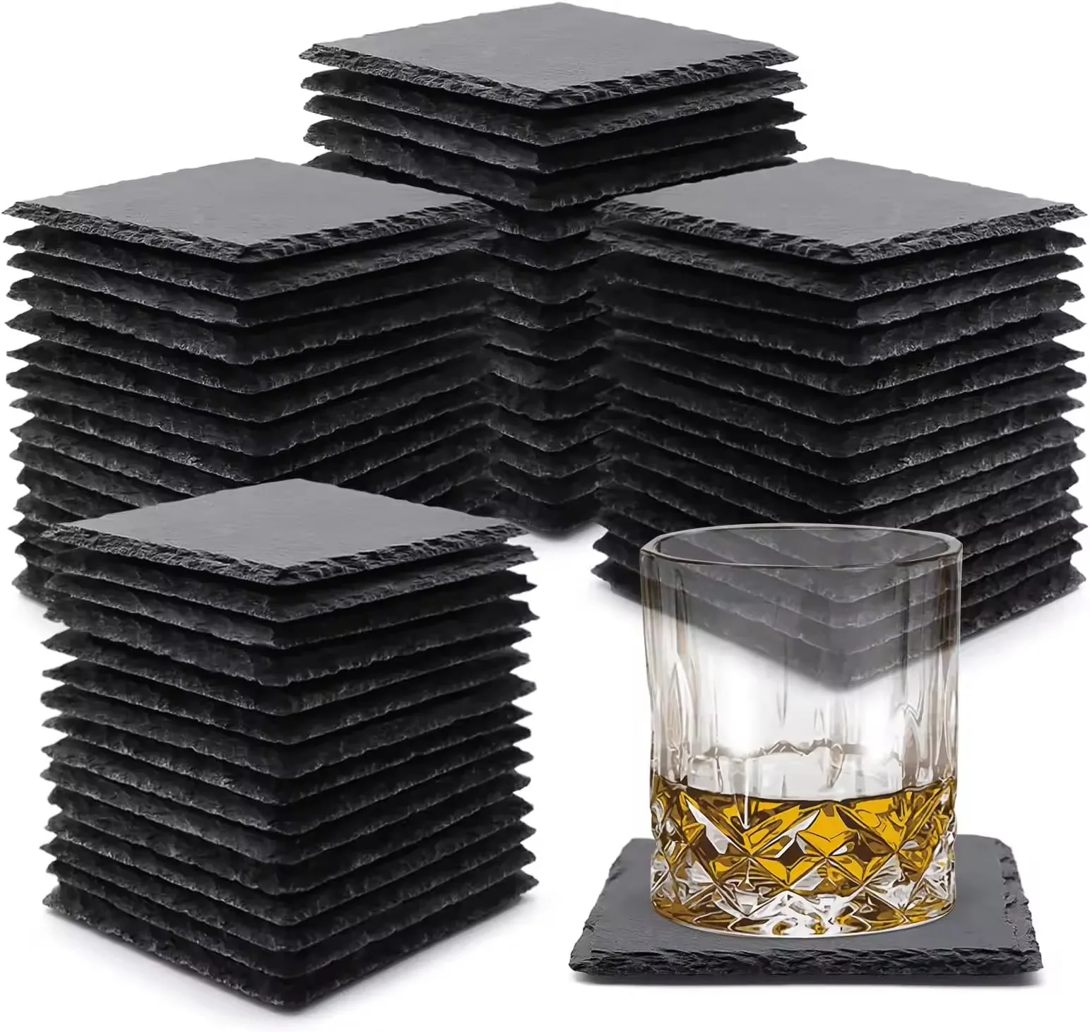 Hot Selling New Arrive Tableware Square 10*10cm  Natural Slate Drinks Coasters
