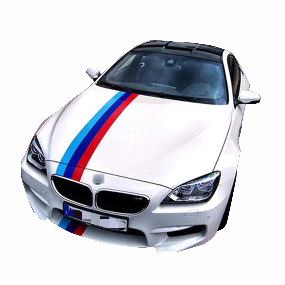 die-cut Racing car stickers Bumper Grille Fenders Hood Roof Side skirts Trunk exterior decoration Multicolor stripes 3Mx150cm