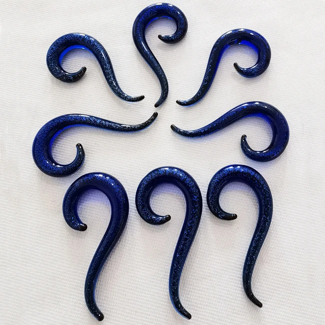 [GB-117A] Custom Made Gauge Pyrex Glass Ear Plugs Spiral Foil Body Piercing Jewelry Expander Hot Sales Popular Style