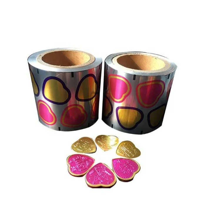 Alu Foil Rolls for Wrapping Gold Coin Chocolates  8*8cm  Aluminum Tin Foil Chocolate Wrappers in Sheets on Wholesale