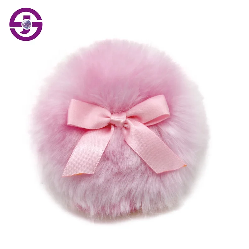 Round Baby Powder Puff Dry Body Shimmer Ball Makeup Powder Plush Puff With Bow Ribbon