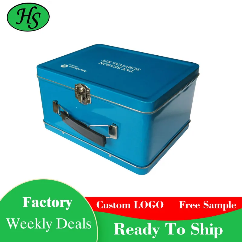 
Food Grade High Quality Best Price Rectangle Different Size Shape Tin Metal Handle Lunch Tin Box With Hinged Lid 
