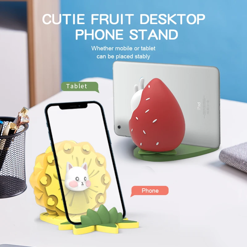 Cute Cartoon Fruit Lazy Phone Holders For Iphone Samsung Liquid Silicone Stands Multi Angle Non Slip Desktop Bracket