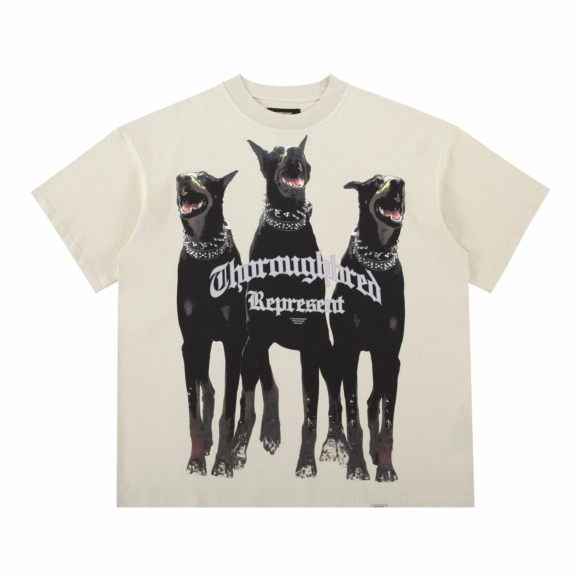 Hot sale 100% cotton vintage washed printed dobermann T-shirts for men High street fashion old style plus size men  t shirt