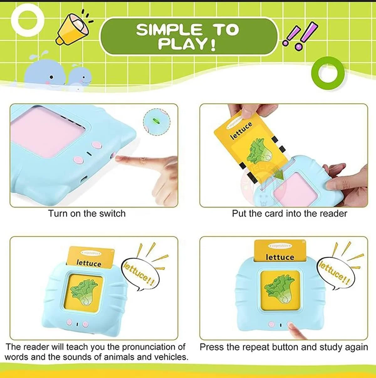 Bilingual Talking Flash Cards Kids Arabic and English Letters Speech Therapy Word Game Toy