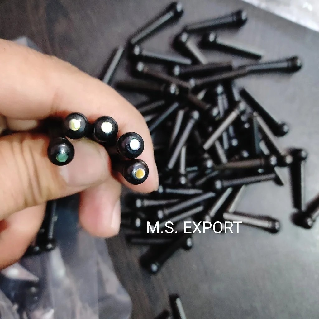 Wholesale 100% Pure Ebony Wood Guitar Bridge Pins Abalone Inlay Customizable Size Unslotted M.S Export Ukulele String Bulk