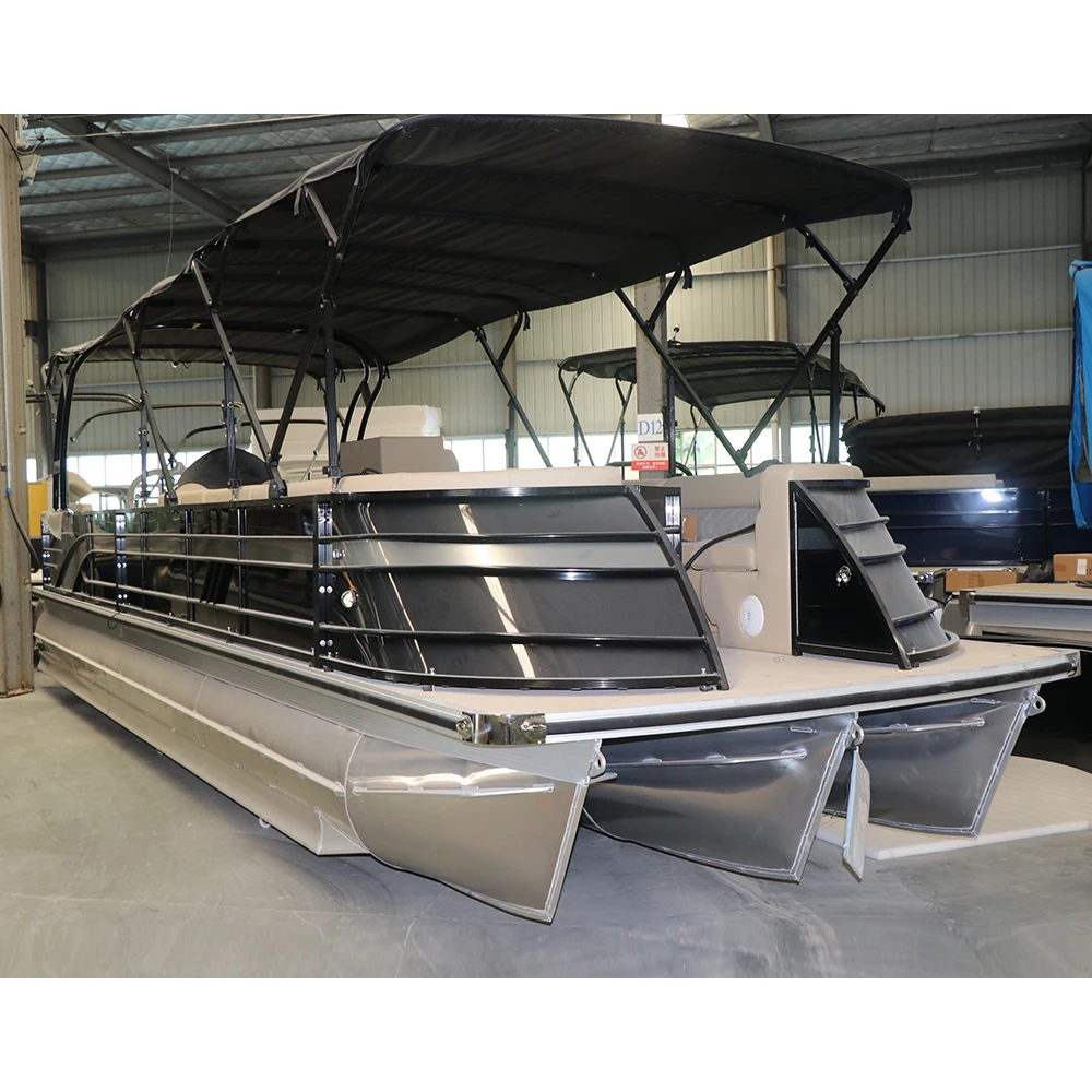 Boat pontoon 18ft aluminium boat hulls equipped with sound system 7 passenger boat family outings yacht manufacturers china