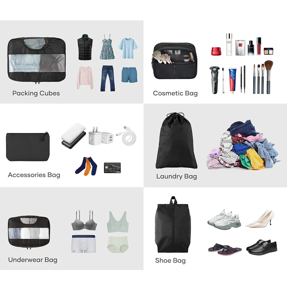 Travel Bags For Luggage 8 Set Packing Cubes Travel Luggage Storage With Laundry Bag Travel Storage 8 Piece Set