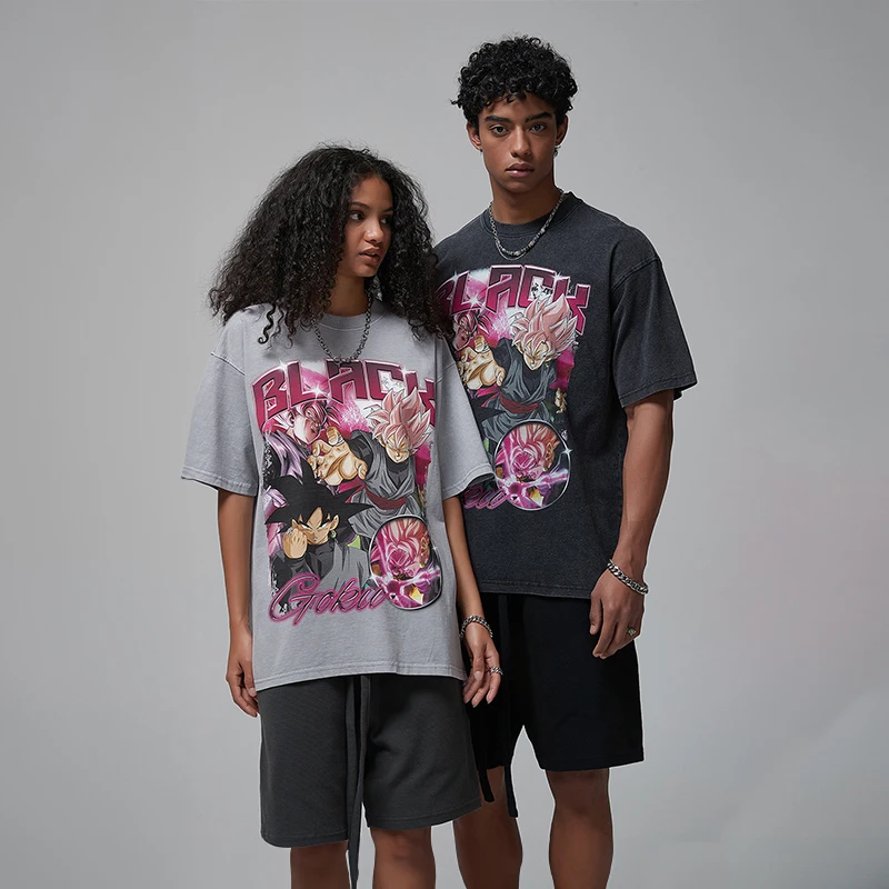 Wholesale Bulk Dtg Print Vintage T-Shirt Men 100% Cotton Tee Acid Wash T Shirt Street Wear Sun Faded T Shirt for mem women