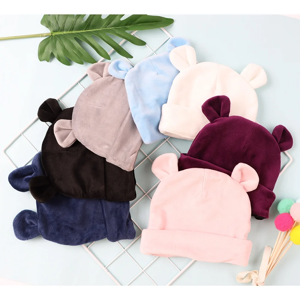 Fleece Infant Cute Bear Ears Girls Boys Winter Beanie Newborn Baby Hat