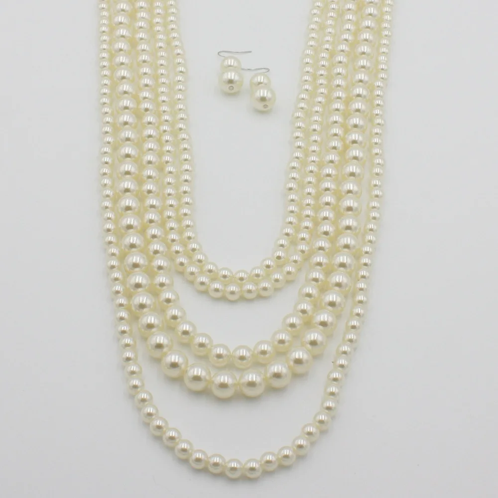 
wholesale multilayer Fashion accessories pearl exaggerated long sweater chain necklace for female 