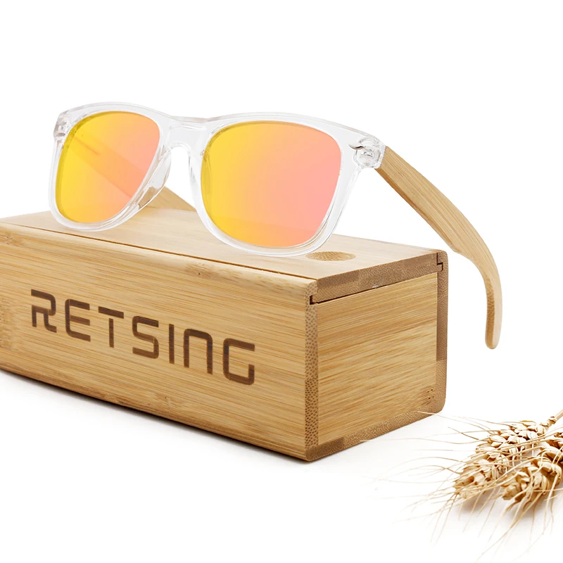 Low Price Wholesale Custom Logo PC Frame Bamboo Wooden Temple Sunglasses Polarized
