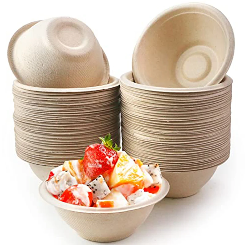 12 oz Disposable Compostable Bowls Biodegradable Soup Bowls Bagasse Pulp Eco-Friendly Sugarcane Bowls