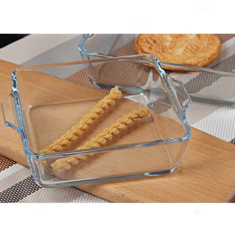 New Arrival Heat Resistant Square Steel Glass Baking Tray With High Quality Tempered Glass Baking Tray Dishes For Cooking