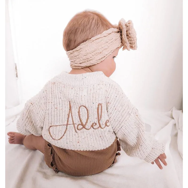 Custom Embroidery Pullover 100% Cotton Toddler Boy Clothes Kids Over-Sized Jumpers Knitted Baby Sweater Winter