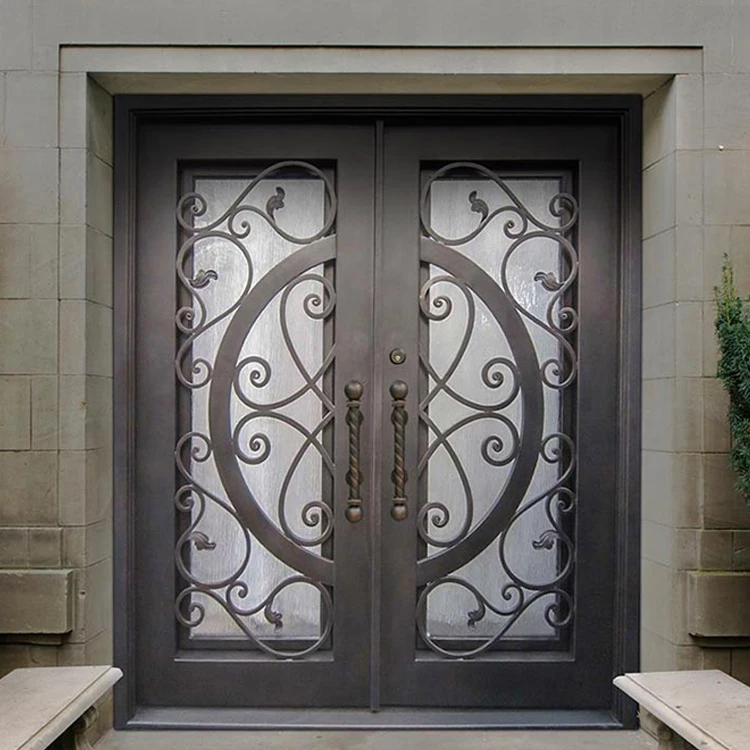 Turkish armored house iron entry security double french wrought iron entry doors iron metal exterior door design