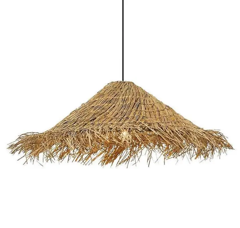Vietnam Handwoven Rustics Seagrass Pendant Light Parasol Rattan Lampshade Bamboo Lamp Shade Cover Restaurant Home Decoration