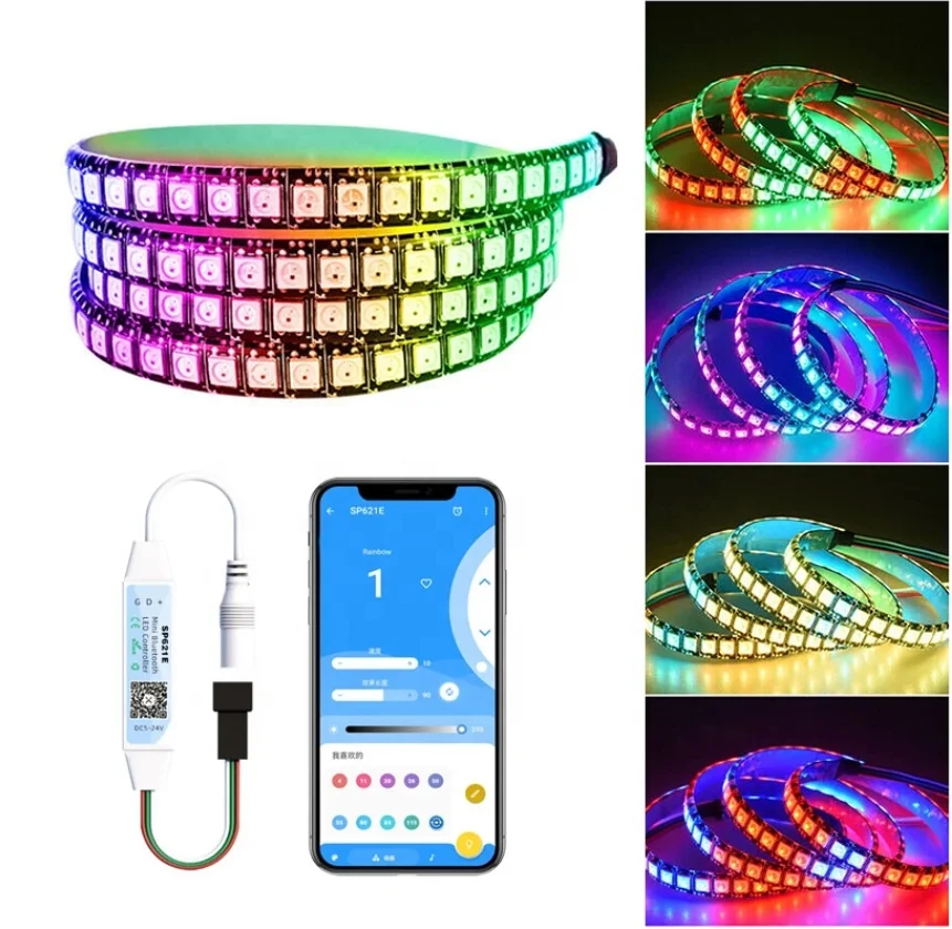 SP621E RGB Pixel Controller Music sound APP control For WS2811 WS2812B WS2813 LED Light Strip DC5~24V Mini LED Controller