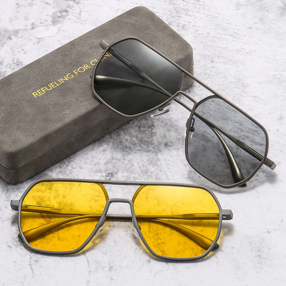 New Arrival Aluminum Magnesium Sunglasses Men Polarized Lens Sun Glasses Male Alloy Night Vision Driving Pilot Fashion Glasses
