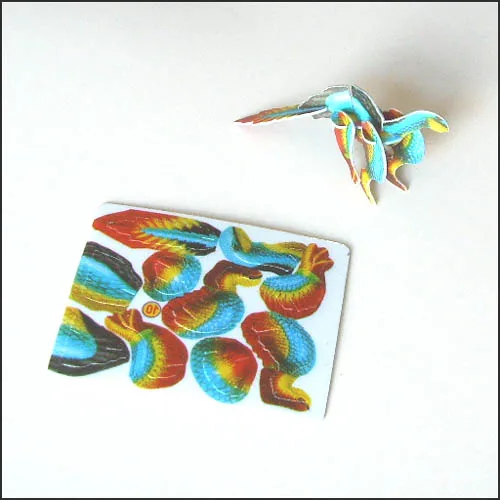 Food grade plastic animal dinosaur 3d puzzle card promotion cheap promotion puzzle