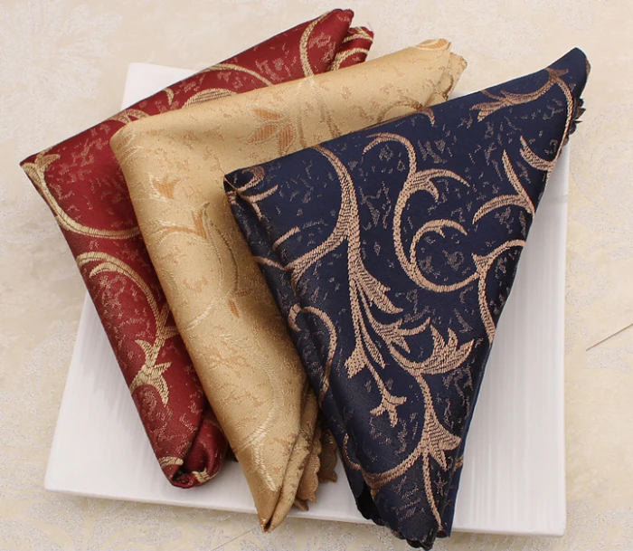 European Simple and Modern Pure Color Jacquard Western Restaurant Mouth Cup Cloth Folding Flower Table Square Napkins
