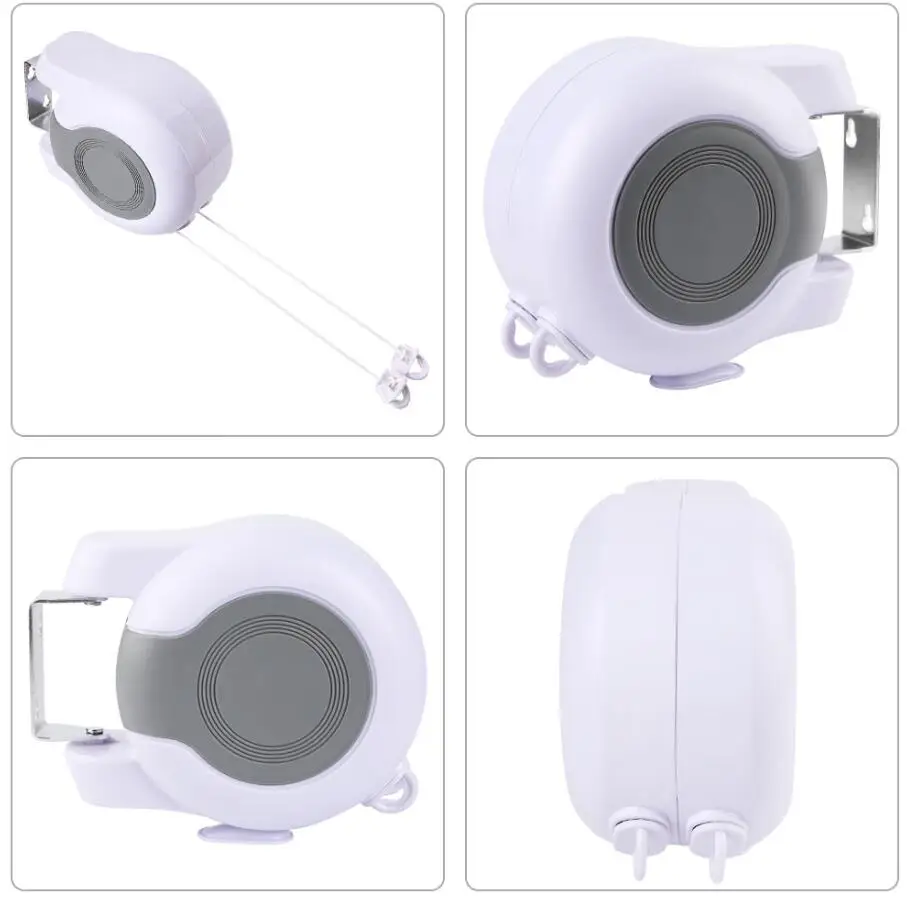 Portable Adjustable Indoor/Outdoor Retractable Clotheslines Durable Hanging Plastic Reel to Air Dry Wet Clothes in Bathroom